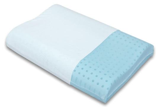 Anatomisk formet hovedpude med vaskbart betræk og fyld af ventilerende Lazy Foam