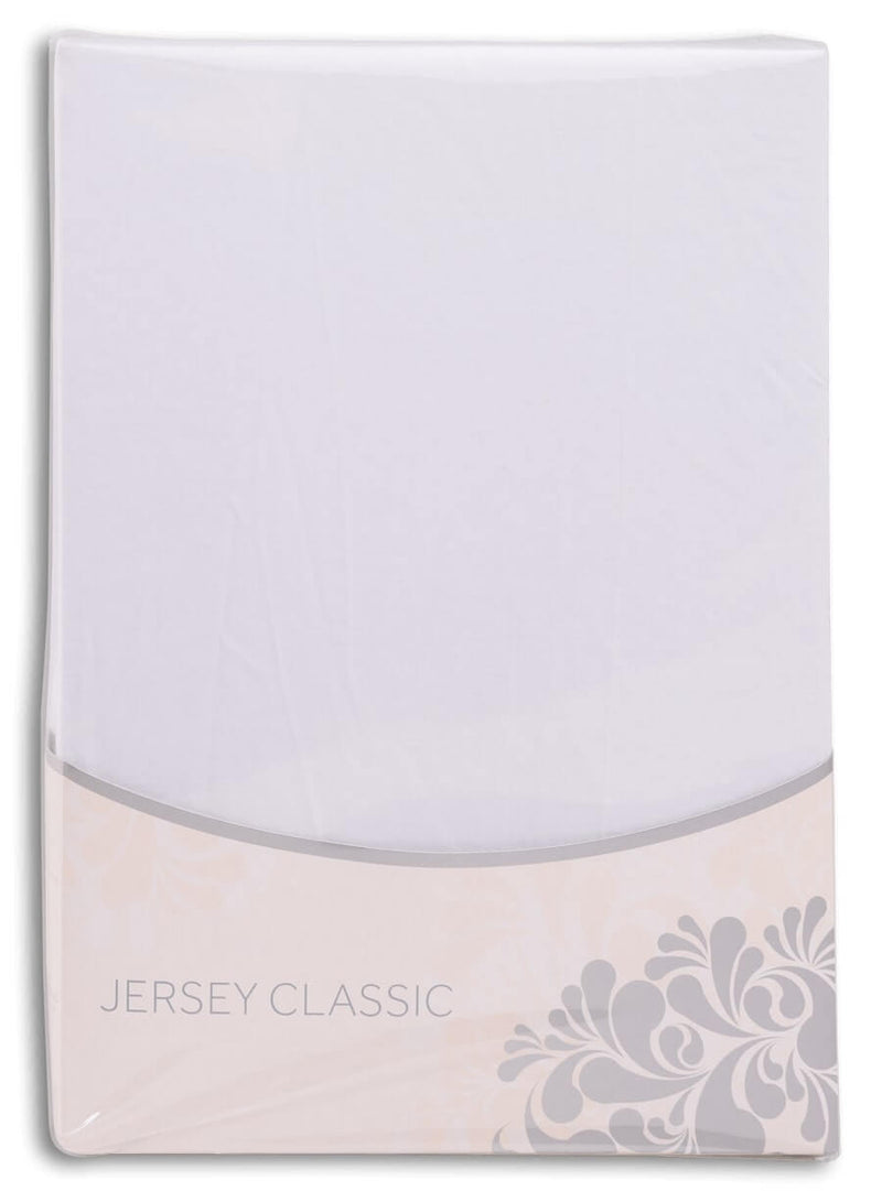 Jersey stræklagen - hvid - flere størrelser - 100 % bomuld - i emballage
