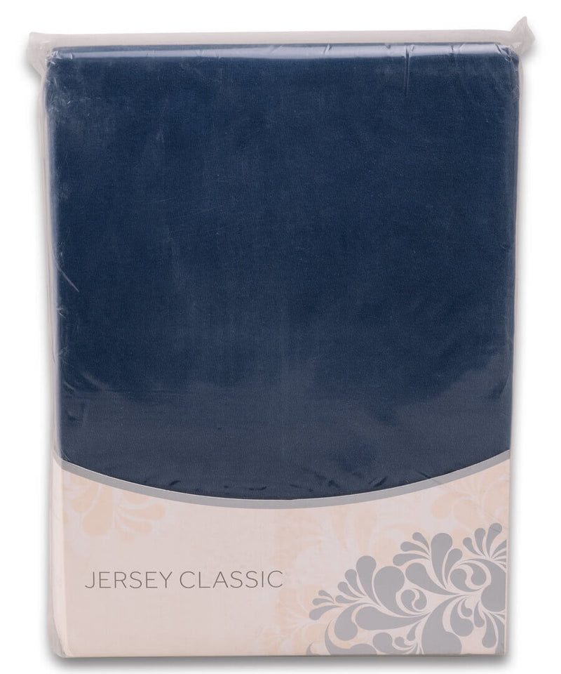 Jersey stræklagen - mørkeblå - flere størrelser - 100 % bomuld - i emballage