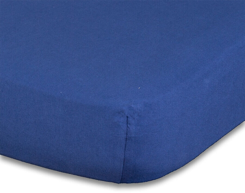 Jersey stræklagen - mørkeblå - flere størrelser - 100 % bomuld - detalje